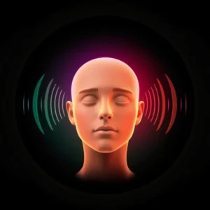 Image showing a head with colored waves representing brainwave entrainment.