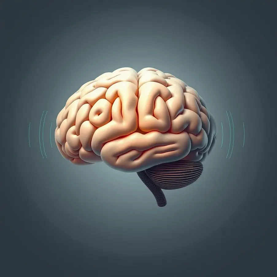 Illustration of a brain with balanced waves showcasing mental equilibrium.