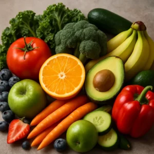 A vibrant assortment of fruits and vegetables for energy and nutrition.