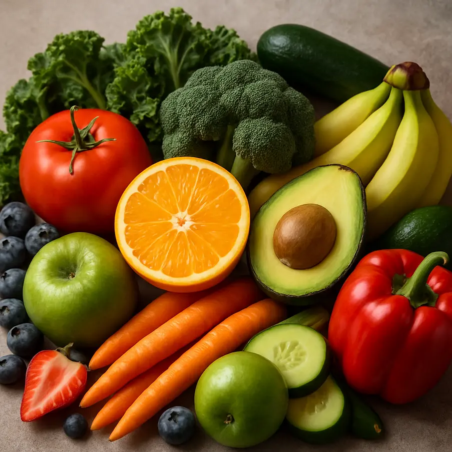 A vibrant assortment of fruits and vegetables for energy and nutrition.