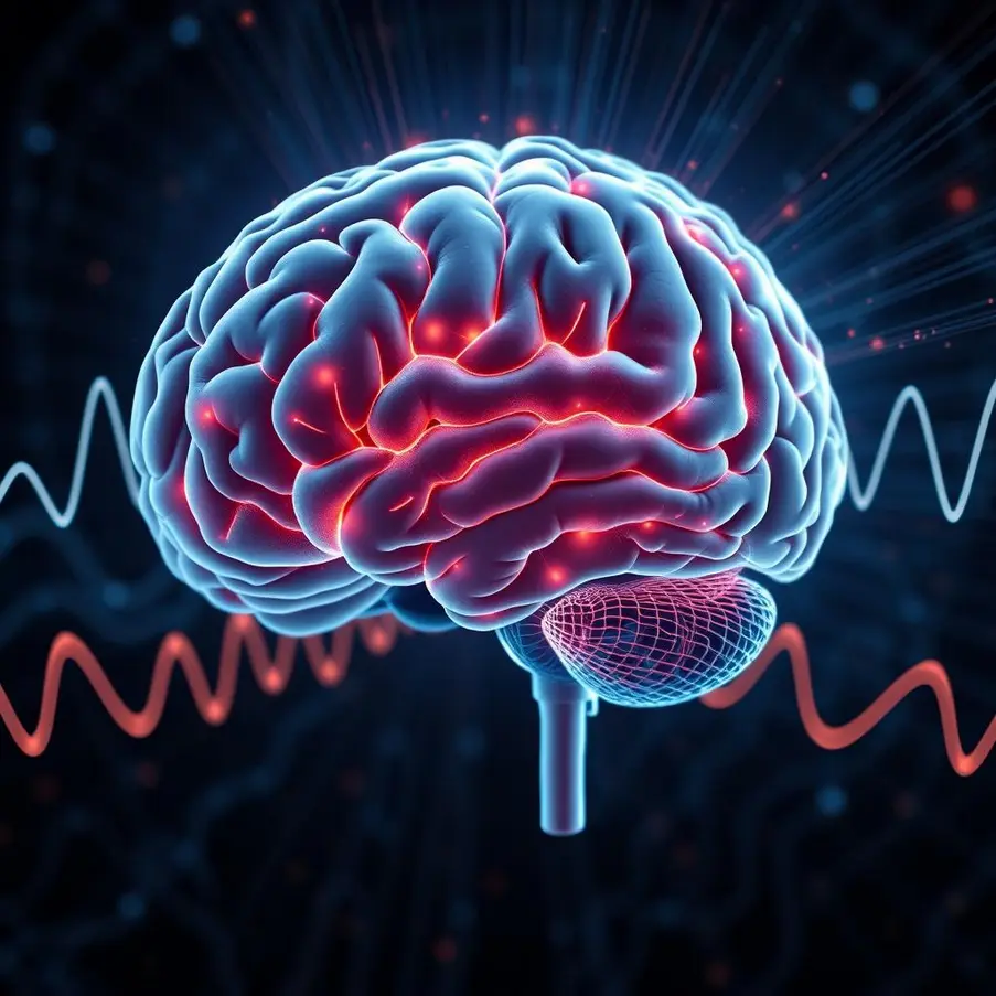 Illustration of Brain Emitting Beta Waves