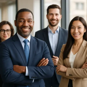 Diverse successful individuals showcasing habits in professional settings.