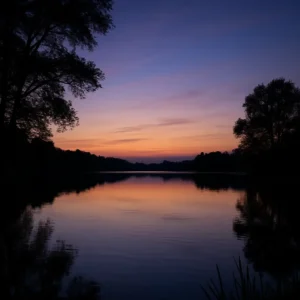 Serene dusk landscape symbolizing tranquility and balanced delta waves.