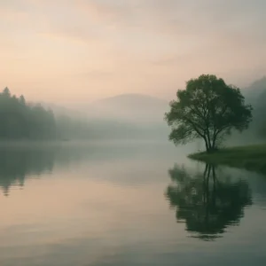 Tranquil landscape symbolizing the calming effects of alpha waves.